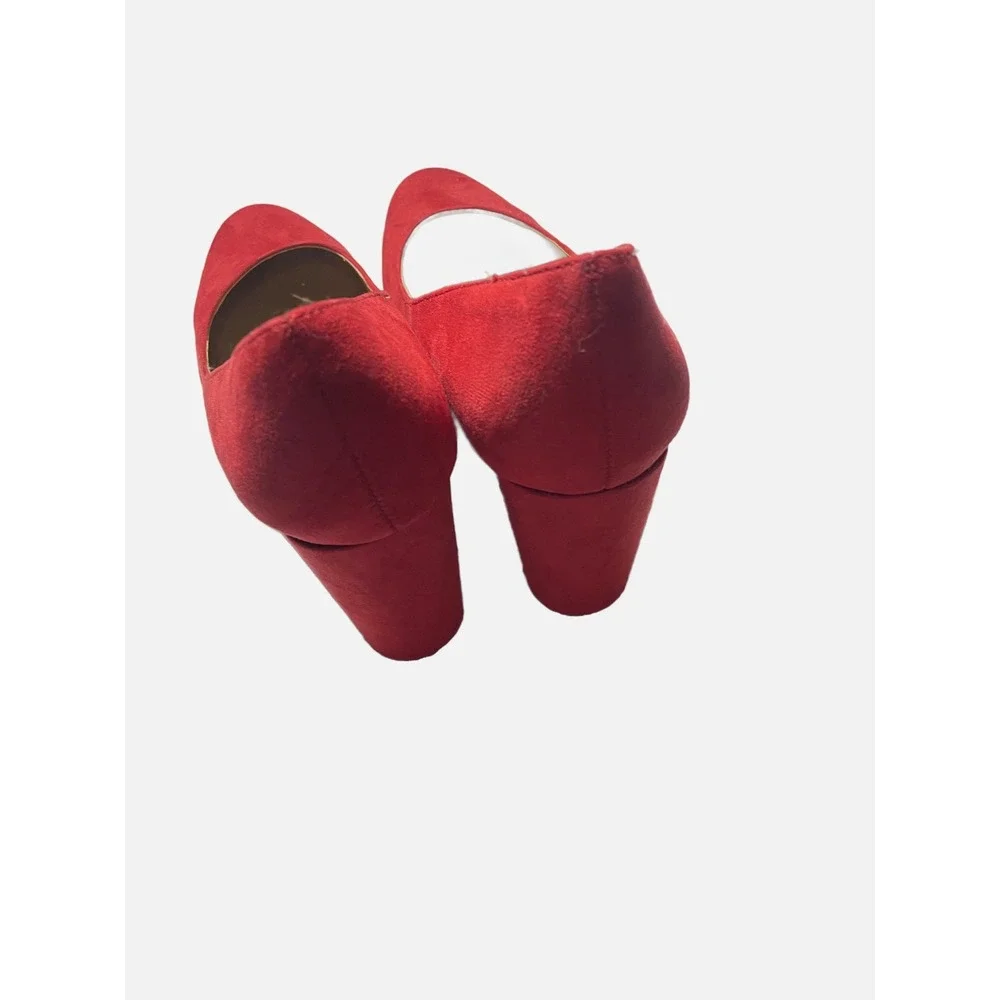 Naturalizer Bianca Pumps Womens 8.5 Red Suede Platform Block Heel Dress Shoes